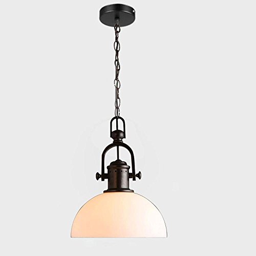 Preisvergleich Produktbild Retro Industrie E27 Eisen Pendelleuchten AC230V Leuchtmittel Kronleuchter,LED Hängeleuchte Glas Halbkugelform Hängelampe,Milch weiß Glas Lampenschirm,Für Esszimmer Café Bars Usw(Durchmesser:30 cm)