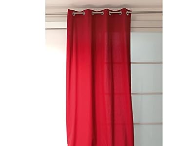 Soleil d'Ocre 031541 Panama Rideau à Oeillets Coton Rouge 140 x 250 cm