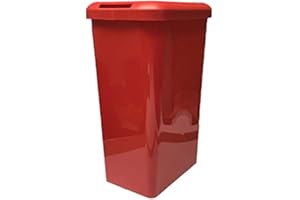 45L RECTANGLE KITCHEN BIN 45 Litre Touch Top Kitchen Bin Rubbish Paper Waste Can Dustbin Rectangle Plastic (red)
