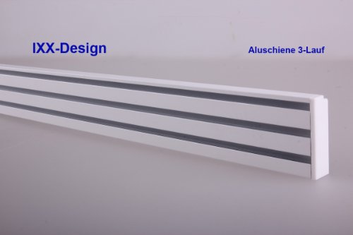3-läufige Aluminium Gardinenschiene , Flächenvorhangschiene direkt vom Hersteller in Raumausstatterqualität. Bis 500 cm am Stück lieferbar. Preiseingabe für je 10 cm