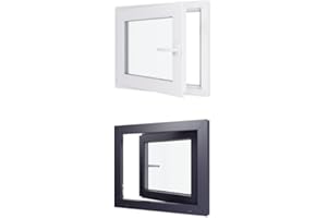 HEXA'FEN Fenetre PVC - LxH 700x600 mm - Triple vitrage,Fenetre PVC - Anthracite extérieur Blc intérieur Poignée A Droite