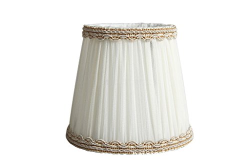 Splink 2 Pcs Lampenschirm E14 Clip-On Organza Stoff Stehlampe Tischlampenschirm mit Gold Trim Vintage Barockstil Stil - 3