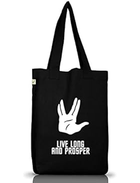 Kult Serie Jutebeutel Stoffbeutel Earth Positive mit Live Long And Prosper Motiv von ShirtStreet