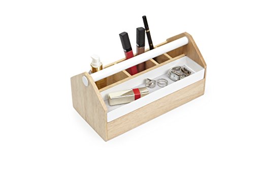Umbra 290240-668 Toto Aufbewahrungskasten, Schmuckbox mit beweglicher Metallablage, Holz / Metall, weiß / natur - 2