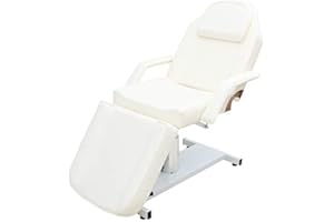 Massage Table, Massage Bed,Qivange Hydraulic Beauty Salon Chair Bed Therapy Tattoo Couch with Chrome Stable Base(Cream White)