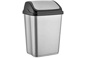 Emanhu Mülleimer Abfalleimer mit Deckel 5-50 Liter Abfallkorb Bad Küche Behälter Eimer (10 Liter 10451), Schwarz