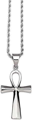 CACTUS88 Fashion 2 Colors Steel Exaggerate Egyptian Ankh Key Style Pendent Necklace (Silver)