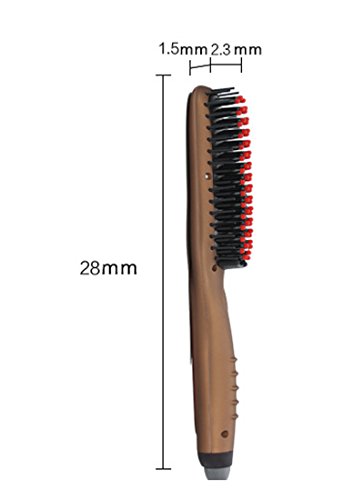Beauty Nymph Haarglätter-Bürste LCD Elektrische Keramik Haarglätter Kamm und Hitzeschutzhandschuh (Braun) - 3