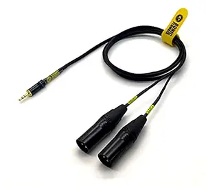 Sonic Plumber Black and Gold 3.5mm (1/8 Inch) EP Stereo to Twin XLR Male Interconnect Cable with Cable Tie (1.5 meter)