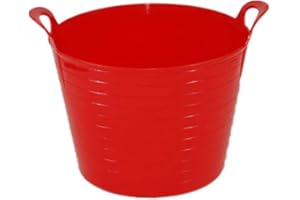 KetoPlastics 42 Litre Heavy Duty Large Flexi Tub Garden Home Flexible Colour Plastic Storage Container Bucket Flex Tub- MADE IN U.K (Red)