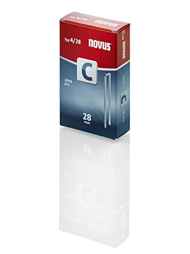 Novus C 4 Schmalrückenklammern mit 28 mm Länge, Karton Sparverpackung mit 2000 Klammern vom Typ 4/28, optimales Heftmittel zur Befestigung von Profilhölzern Paneelen und Holzfaserplatten, 042-0724