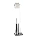 Produktbild axentia Bad 282260 WC-Garnitur Galant, verchromte Toilettengarnitur, mit Marmor-Bodenplatte, WC-Papierrollenhalter und geschlossenem Bürstenhalter mit Metallstiel, 72 cm hoch
