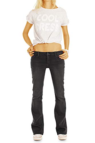 bestyledberlin Superstretch Bootcut Jeans Hose - Damen Schlagjeans in lockerer Loose Fit Passform - j04m 34/XS - 