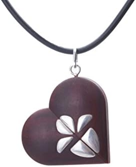 Wood Locket Necklace with Pictures Illusionist Locket Pendant Heart Locket Custom Gift for Men, Dark-Brown, Silver Butterfly