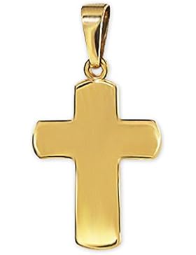 CLEVER SCHMUCK-SET Goldener Anhänger Mini Kreuz 12 mm breite Balken, gewölbte Form hochglänzend poliert 333 GOLD...