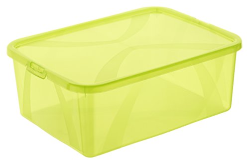 Rotho 1164305073 Aufbewahrungsboxen-Set Arco mit Deckel, 3-er Set, Inhalt pro Box 10 L, circa 36,5 x 26,5 x 13,5 cm, lime grün