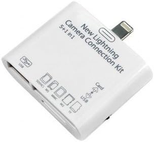 Udigital 5-in-1 Camera Connection Kit USB/SDHC/TF Card Reader for iPad Mini, iPad 4, iPod Touch 5 and iPod Nano 7 smaller connector
