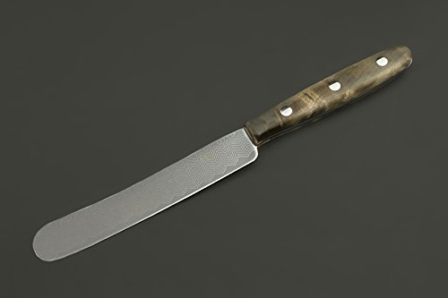KATAHIRO ZEN - Buckelmesser - Buttermesser, Brotzeitmesser und Küchenmesser im modernen Stil eines ursprünglichen Solinger Messers aus VG 10 Damaststahl (weißes Wurzelholz)