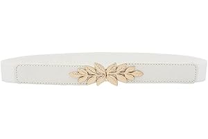 Diyafas Extensible Ceinture Fine pour Femme Décorative Ceintures de Robe Élastique avec Boucle de Feuille
