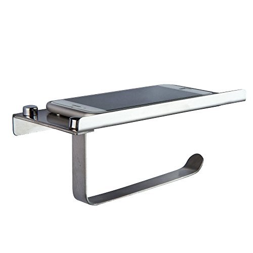Japace® Acciaio Inox Porta da Parete Carta Igienica Portarotolo con Supporto Cellulare per Bagno e Toilette