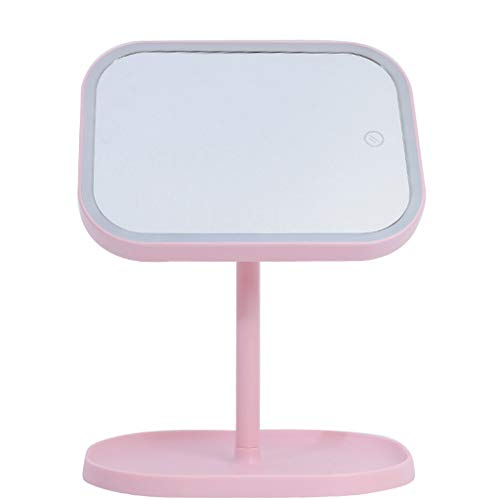 Preisvergleich Produktbild HULYZLB LED beleuchteter Schminkspiegel mit Aufbewahrungsfach, USB-Ladetischlampe Touch Dimming