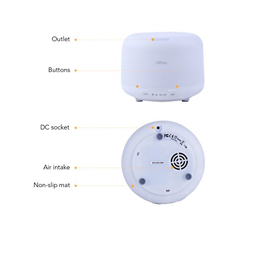 Aroma Diffuser Aiho 150ml Luftbefeuchter Ultraschall Eingebauten Batterienbetrieben Ätherische Luftbefeuchter Öl Ultraschall Vernebler Duftlampe Elektrisch Air Humidifier mit 7 LED Farbwechsel Licht Wasserlos Auto off Sicher Leise - 6