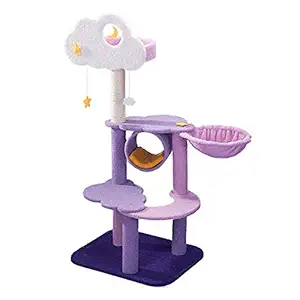 Cat Tree Cat Tower, LTY Cat Tree Condo with Scratching Posts Perches Large Cat Stand Furniture Lounger and Ladder for Indoor Activity Relaxing (purple,50'' Cat Tree)