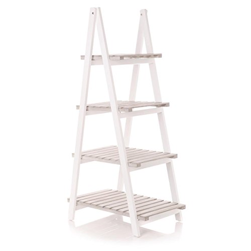 Buy Folding 4 Tier Step Ladder Shelf Shelving Wooden Display Storage Stand Unit Tall Online at