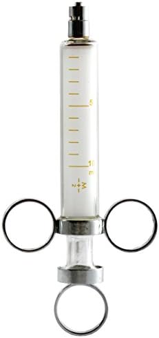 TRĂœTH 10ml 1ml graduation Control Glass Syringes with 3 Finger Ring, Stainless Steel Piston & Rubber Ring