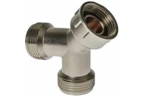 NPH PLUMBING & HEATING NPH Solid Brass Nickel Plated Washing Machine Y Piece Connector, Highly Recommended Over Plastic/PVC YPiece