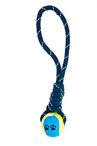 Dogista Durable Tennis MURRA Knotted Cotton Rope Toys for Teeth Cleaning and Chewing, Small & Medium Dog/Cat/Puppy (Multicolour)., (THGF85)