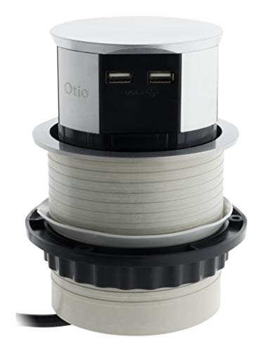 Otio 760062 regleta con 3 enchufes Escamoteables Push Compact 16 A + 2 USB gris/negro