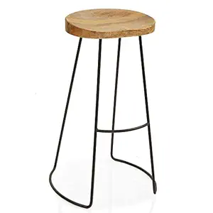 BOIS ART Bar Stool with Powder Coasted Metal Legs - Natural