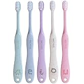 Beter Kids Toothbrushes 5 Pack Assorted Colors Dental Care Extra Soft Filament Ergonomic BPA Free Handle Made with Wheat Fibe