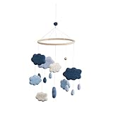 Maße: (ØxH) 22x57cm Sebra - Filz-Babymobile - Mobile - Windspiel - Wolken - royal Blue