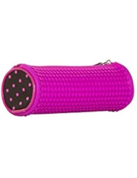 Piórnik tuba w kolorze fuksji z silikonowym panelem