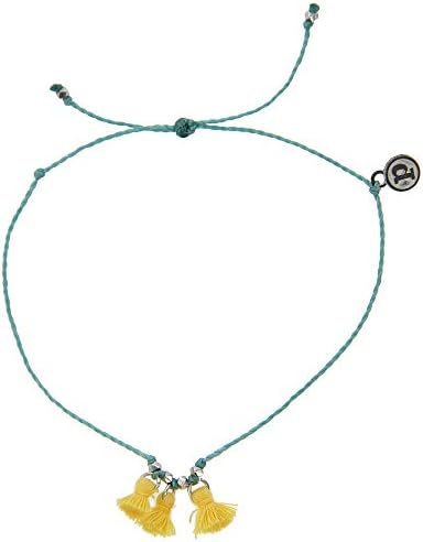 Pura Vida Silver Triple Tassel Aqua Anklet - Plated Brand Charm, Adjustable Band - 100% Waterproof
