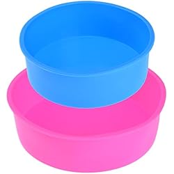 Uarter Moule à gâteau Rond en Silicone Moule de Cuisson 8 Pouces / 6 Pouces, Ensemble de 2, BPA-Gratuit, poêle antiadhésive, Couleur aléatoire