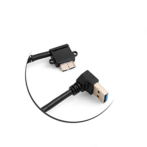 SYSTEM-S Micro USB 3.0 90° Grad links gewinkelt auf USB Typ A 3.0 Abwärtsgewinkelt Kabel Adapter Datenkabel Ladekabel 27 cm - 4