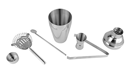 5 tlg. Edelstahl Cocktail Shaker Barset Set Partyset Mixer Bar Handshaker 550ml - 3