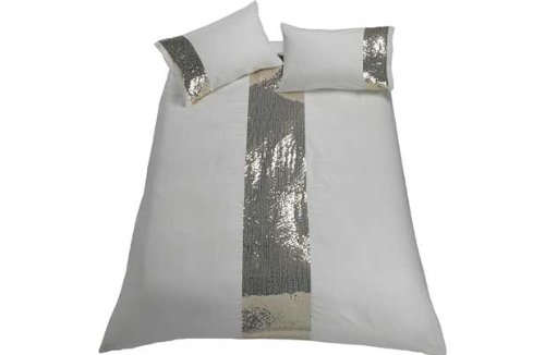 Inspire Sequin Stripe Champagne Bedding Set - Superking.
