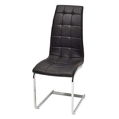 LASTMEUBLES 0598CHAI ALU Lot de 4 Chaises Acier/Mousse Noir 43 x 59 x 105 cm