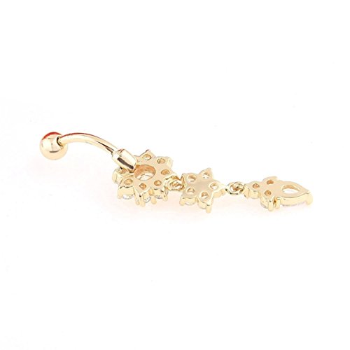 zhichengbosi Zirkon vergoldet Bauchnabelpiercing Blume baumeln Bauch Ring Body Piercing Schmuck - 4