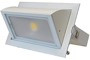 Vision-EL 77692 Spot LED Rectangulaire Inclinable avec Alimentation Electronique, Verre/Polycarbonate/Aluminium, 30 W, Blanc, (L x I x H)-235 x 105 x 145 mm