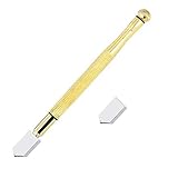 Fácil de usar: la parte superior del mango del cuchillo de cristal está diseñada con un metal redondo. Se puede utilizar para tapar el bloque o la almohadilla para abrir el cristal después de cortar el cristal, cortar limpiamente.