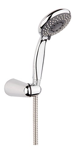 Brause-Set, Handbrause mit 3 Strahlarten, Durchmesser 70 mm mit Antikalk-Noppen, Metall Brause-schlauch 125 cm und 1/2"-Anschluss, Wandhalter aus ABS inkl. Befestigungsmaterial