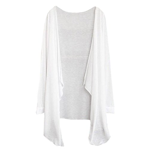 Preisvergleich Produktbild Riou Sonnenschutz Frauen Transparente langärmelige Dünne Klimaanlage Strickjacke im Langen Abschnitt Sonnenschutz Shirt Schal Kleinen Mantel Lange (Freie Größe) (Freie Größe, Weiß)