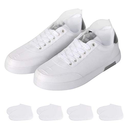 VLCOO Cubierta del Zapato, Funda de Zapato Ultrafino TPU-Material, Impermeable, Lavable & Reutilizable Cubierta del Zapato para Días de Lluvia y Nieve, Tamaño XXL, Blanco, 4 Pack