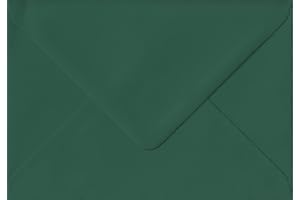 COLORSONO Brooklands Green Gummed C6/A6 Dark Green Envelopes. 120gsm Paper. 114mm x 162mm. Banker Style Envelope. Pack of 50.