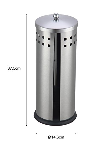 axentia WC Ersatz-Rollenhalter Bustino aus Edelstahl – Box für 3 Toilettenpapier-Rollen – Toilettenpapierrollenhalter ohne Bohren – Klorollenhalter stehend – Klopapier-Rollenhalter - 6